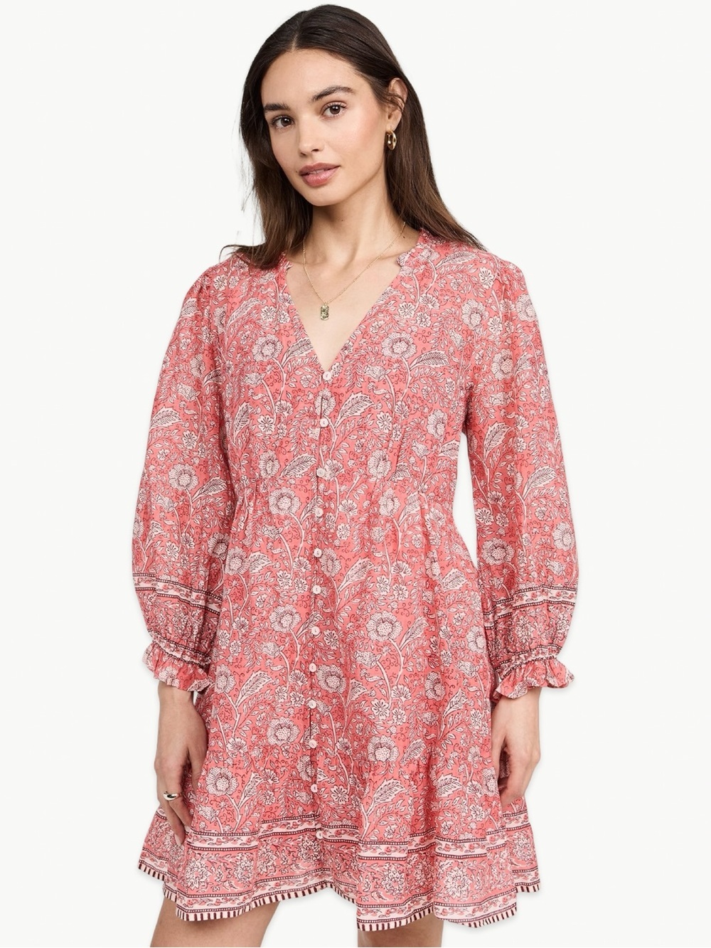 Velvet by Graham & Spencer Mary Dress Size Small Rouge Coral Paisley Cotton NWOT